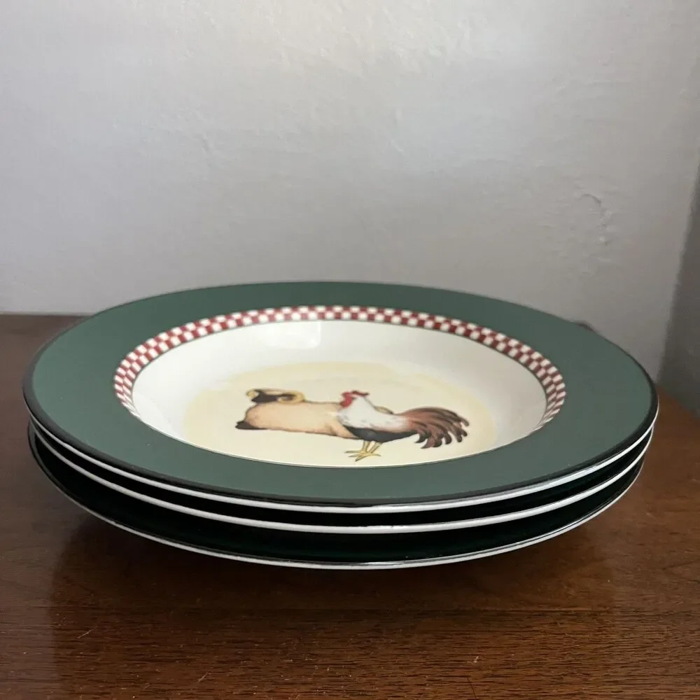 Lot of 3 18 Henry & Company Farm Animals Checker Band Rimmed 9
